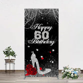 Lofaris Pearl Rose Heels Glitter 60th Birthday Rectangle Backdrop